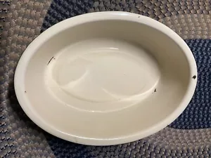 SALE! Vintage Large Enameled Metal Baby Bath Wash Tub Cream & Green - Picture 1 of 10