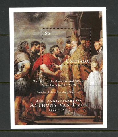 N495  Grenada  2000   art paintings Van Dyck  -  Emperor Theoddosius      sheet Cover