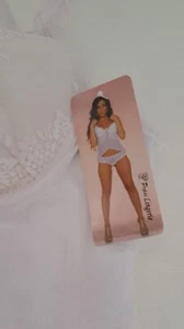 POPSI LINGERIE White UNDERWIRE TEDDY Ruffled Lace Top Lace Panty XL Free Shippin - Picture 1 of 7