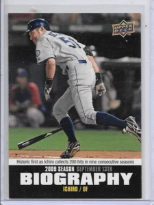Tarjeta de béisbol 2010 Ichiro Suzuki Insert Biography cubierta superior #184 Miami Marlins - Imagen 1 de 2