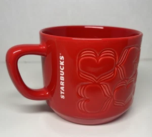 Taza de café Starbucks 2018 coleccionable rojo San Valentín con corazones en relieve - Imagen 1 de 4