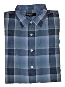 Camisa a Cuadros Azul Abotonada Manga Corta Colección Cremieux Para Hombre Talla XXL - Imagen 1 de 4