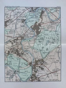 1900 Richmond, Kingston, Teddington Original Antique Map By George Philip - Picture 1 of 3
