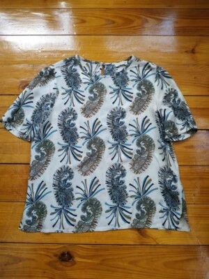 Blusa feminina Etro Italy estampada paisley tamanho M-G * - Imagem 1 de 4