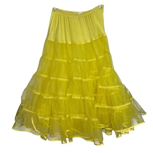 Vintage Malco Modes Petticoat Womens L Yellow Crinoline Folk Square Dance Skirt - Picture 1 of 7