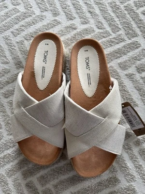 NUEVAS Sandalias Toms Para Mujer Paloma Egret Gamuza Punta Abierta Talla: 8 Foto 1 de 4