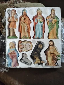 HOMCO #5216 Bisque Porcelain Christmas Nativity Set 9 Piece Set Vintage - Picture 1 of 13