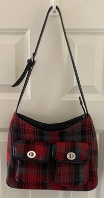 St John's Bay шерстяная смесь красный и черный Tartan клетку маленькая наплечная сумка сумочка б/у в отличном состоянии - Изображение 1 из 4