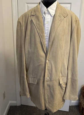 BOSS Hugo Boss Lt. Tan  Italian Goat Suede 2 Button Blazer Jacket Sz. 44R US - Image 1 of 4