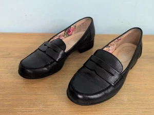Hotter Sorbet Black Leather Loafer Slip on Shoes Size UK 3.5 EXF (Extra Wide) - Picture 1 of 14