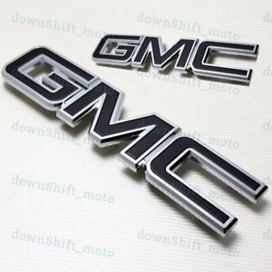 For 2014-2018 GMC Sierra 1500 2500HD Front Grille & Rear Emblem Badge Black Set
