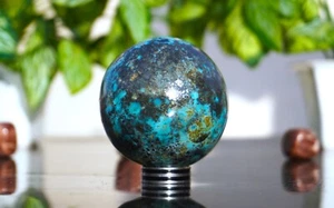 Rare Large 55MM Pyrite Sky-Blue Turquoise Stone Metaphysical Sphere Ball T5 - Picture 1 of 10