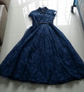 Used Once EUC Formal Elegant Navy Blue evening dress/gown Mix East & West style - Bild 1 von 12