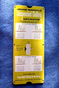 JOHNS MANVILLE NYC Suspended Ceiling Estimator Size Vintage SLIDE CHART c.1960's - Picture 1 of 7