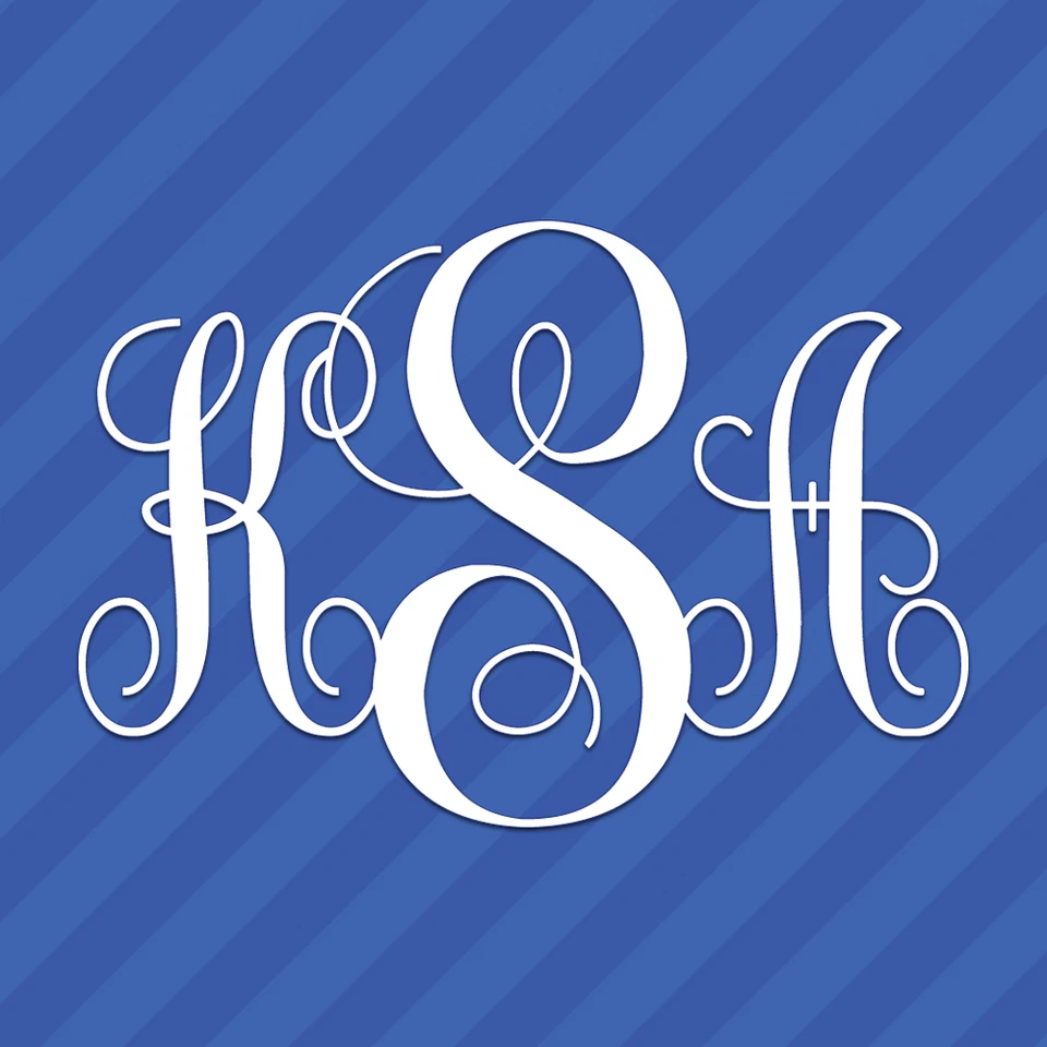 Vine Interlocking Monogram Letters Initials Vinyl Decal Sticker