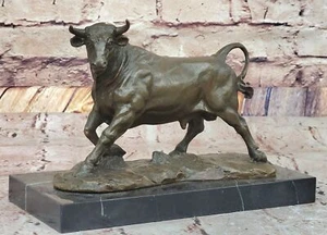 Escultura Art Deco Abstracta Toro Buey Bronce Estatuilla Cera Perdida Método Regalo - Imagen 1 de 10