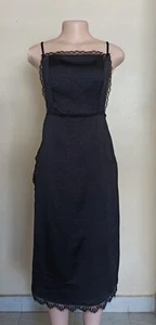 Free People Damen schwarz Spitzenbesatz Seitenschlitz Slip Kleid Größe US 6 - Bild 1 von 11