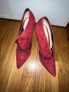 Alexandre Birman Ankle Boots Red Suede Size 7  (37) High Heel Booties - Picture 1 of 11