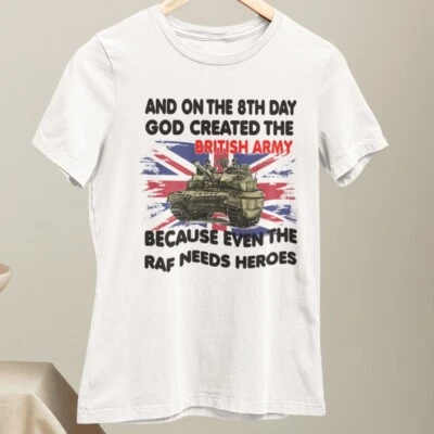 God Created British Army T-shirt Lest We Forget Armed Soldier Poppy Flower Hero - Image 1 of 4