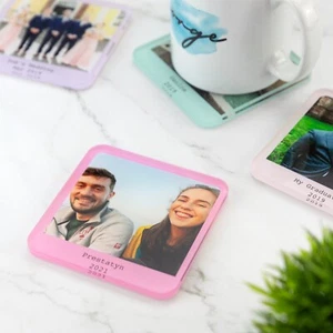 Personalised Photo Coaster Printed Acrylic Drinks Coaster - Novelty Coaster Gift - Picture 1 of 13
