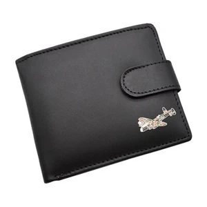 Geldbörse personalisiert mit eigenem Text Lancaster Bomber Flugzeug Design schwarz Leder - Bild 1 von 4