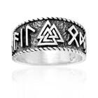 925 Sterling Silver Viking Valknut Runes Norse Futhark Legendary Band Ring