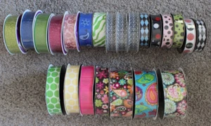 LOT OF 23 RIBBON Floral, Paisley, Animal, Geometric, Sparkle 5/8" 7/8" 1-1/2" - Picture 1 of 2
