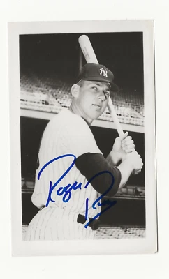 Roger Repoz Team B&W team glossy photo card Auto Autographed Signed Yankees 60's - Image 1 of 3