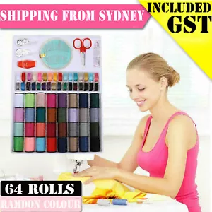 64 Rolls Sewing Machine Line thread Spool Set Bobbin Cotton Reel Needle Tape AUS - Picture 1 of 12