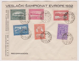 RRR LETTRE YOUGOSLAVIE SERIE COMPLETE 1932 AVIRON CHAMPIONNAT D'EUROPE ... FDC - Picture 1 of 1