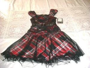 NWT  Girls Disorderly Kids  Fancy Dress Sz 8 Plaid  RED/BLACK - Picture 1 of 9