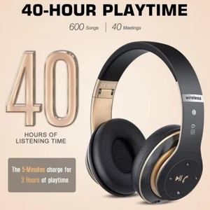 Auriculares Inalámbricos Bluetooth Auriculares Sobre la Oreja Radio FM MICRÓFONO Auriculares Plegables NUEVO - Imagen 1 de 29