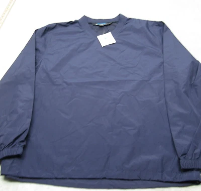 Tri-Mountain Jacket Mens Large Blue Pockets Drawcord Hem V-Neck Anorak NEW - Image 1 of 4