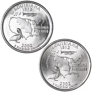 2002 P & D Lousiana State Quarter Choice Uncirculated US Mint 2 Coin Set - Picture 1 of 3
