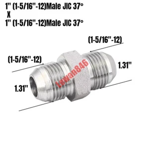 Hydraulic Adapter 1" Male JIC 37° X 1" Male JIC 37° Flare Straight Union - Picture 1 of 1