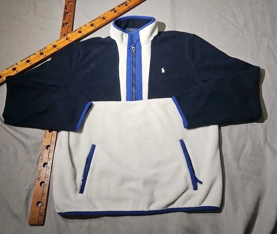 Suéter Polo Ralph Lauren Jóvenes Niños XL Azul Bloque de Color Vellón 1/4 Cremallera Jersey Foto 1 de 4