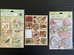 K&Company Susan Winget Birds & Poinsettias Grand Adhesions Dimensional Stickers - Picture 1 of 6