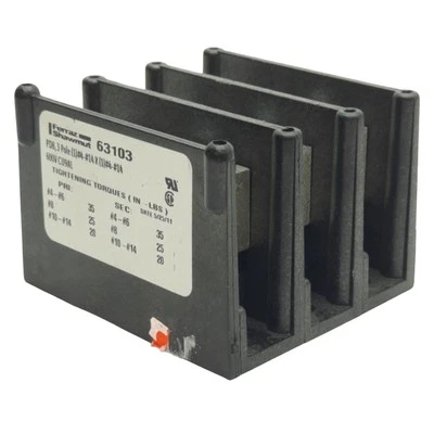 Ferraz Shawmut 63103 Fuse Block 3 Pole, 600V, 85A, #4-14 Wire Size, Panel Mount - Image 1 of 4