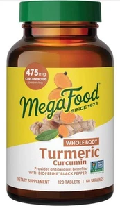 MegaFood Whole Body Turmeric Curcumin Supplement 475 mg Curcuminoids 120 Tablets - Picture 1 of 7