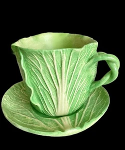 DODIE THAYER JUPITER 2.75” CUP and SAUCER LETTUCE leaf CERAMIC ( chips) - Picture 1 of 11