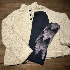 Bearpaw Womens Size Small 2 Piece Snowy Trees Fleece Sleepwear Set - Picture 1 of 7