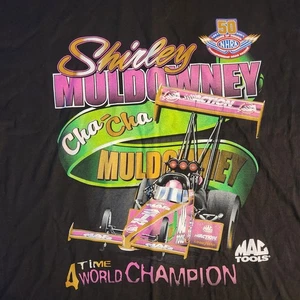 Shirley Muldowney Cha Cha NHRA Dragster T Shirt Tee Mens 2XL Double Sided Chase - Picture 1 of 5