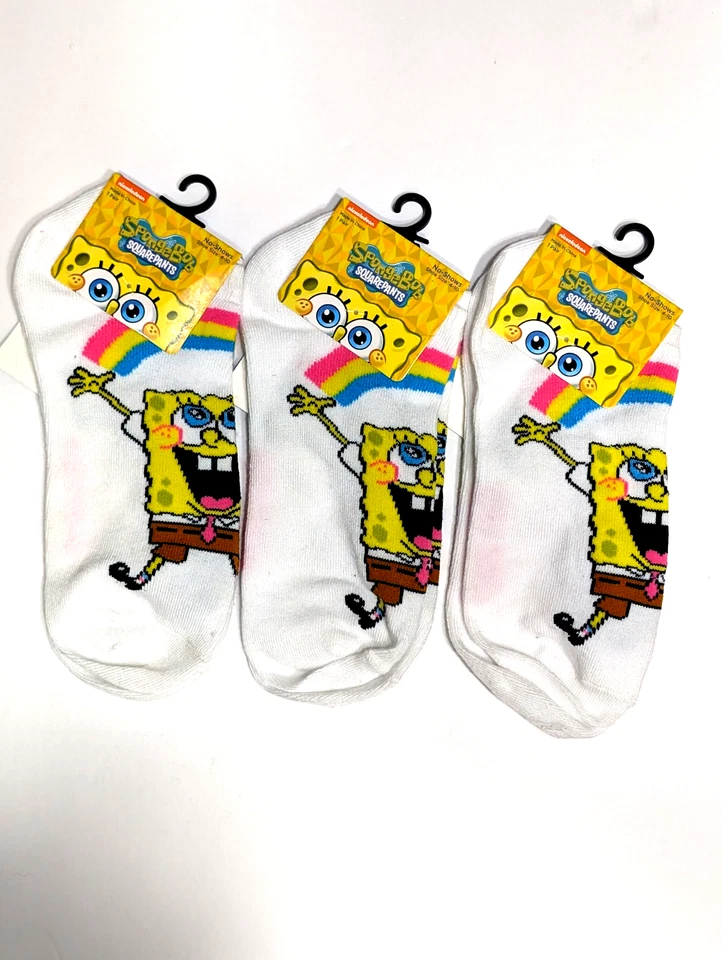 Bob Esponja Pantalones Cuadrados No-Shows Mujer Calcetines Zapato Talla 4-10 Regalo de Vacaciones 3 Pares Foto 1 de 4