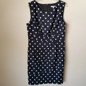Signature Sabrina schwarz & hellblau gepunktetes Kleid von Dressbarn Größe 16 *S16 - Bild 1 von 4