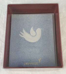 Papiro 3,5" x 4,75" scatola/4 biglietti appunti vuoti colomba blu ghiaccio glitter "gioia e pace - Foto 1 di 5