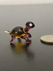 Hand Blown Glass Figurine Collectibles Handmade Miniature Turtle Yellow - Picture 1 of 4
