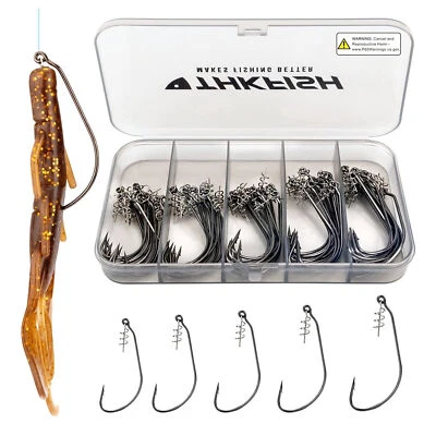 THKFISH 60PCS Fishing Hooks Twistlock Hooks wist Lock High Carbon Steel with Box - Image 1 of 4