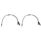2 To Headphone and Microphone Jack Audio Splitter Black Extension Cord