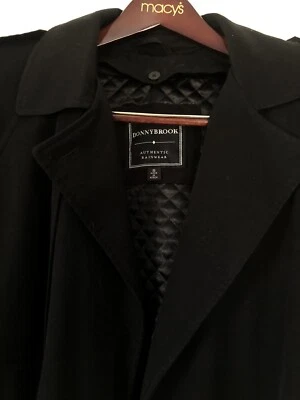 Donnybrook Authenthic Rainwear Womens Hooded Trenchcoat Size 8P Black - Image 1 of 4