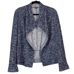 Vince Draped Cardigan Jacket Womens Large Blue Marled Tweed Textured - Picture 1 of 11